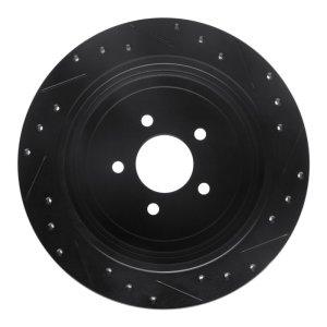Lincoln Town Car Brake Rotor (1) - Rear Left - R1 Concepts - Drilled & Slotted - Black - `03-`11